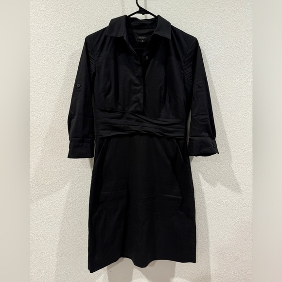 Ann Taylor Black Collared Shirt Dress Size 4 - Picture 1 of 14